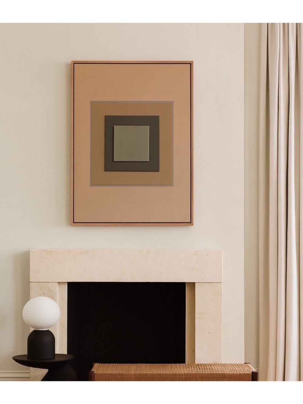 Minimalist Mixed Media Art - Acrylic Leather Geometric Square Abstract Painting